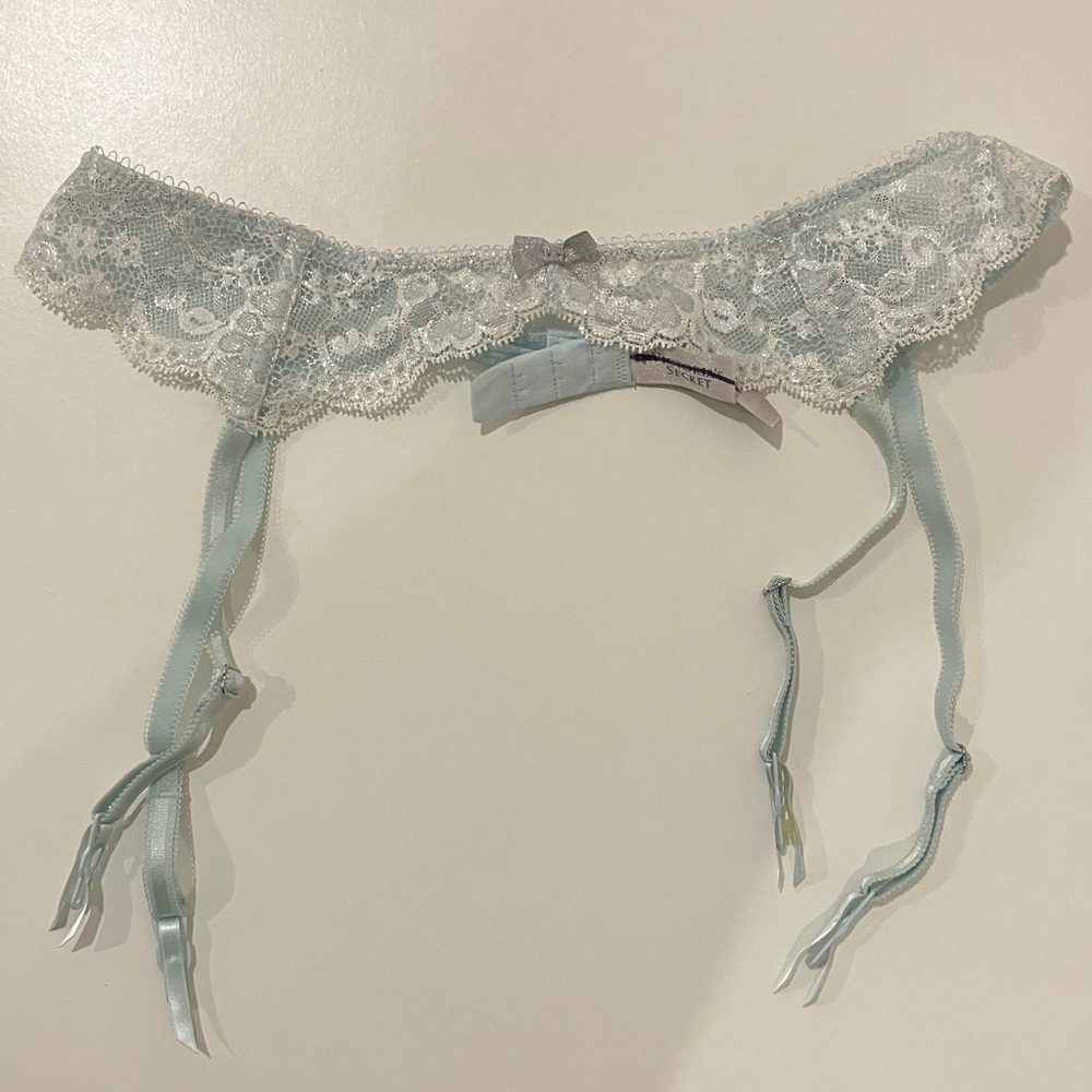 Victoria's Secret Lace Garter Belts - Light Blue and Beige